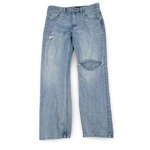 Levi's‎ SilverTab Straight Leg Distressed Light Wash Denim Jeans Mens 34 x32
